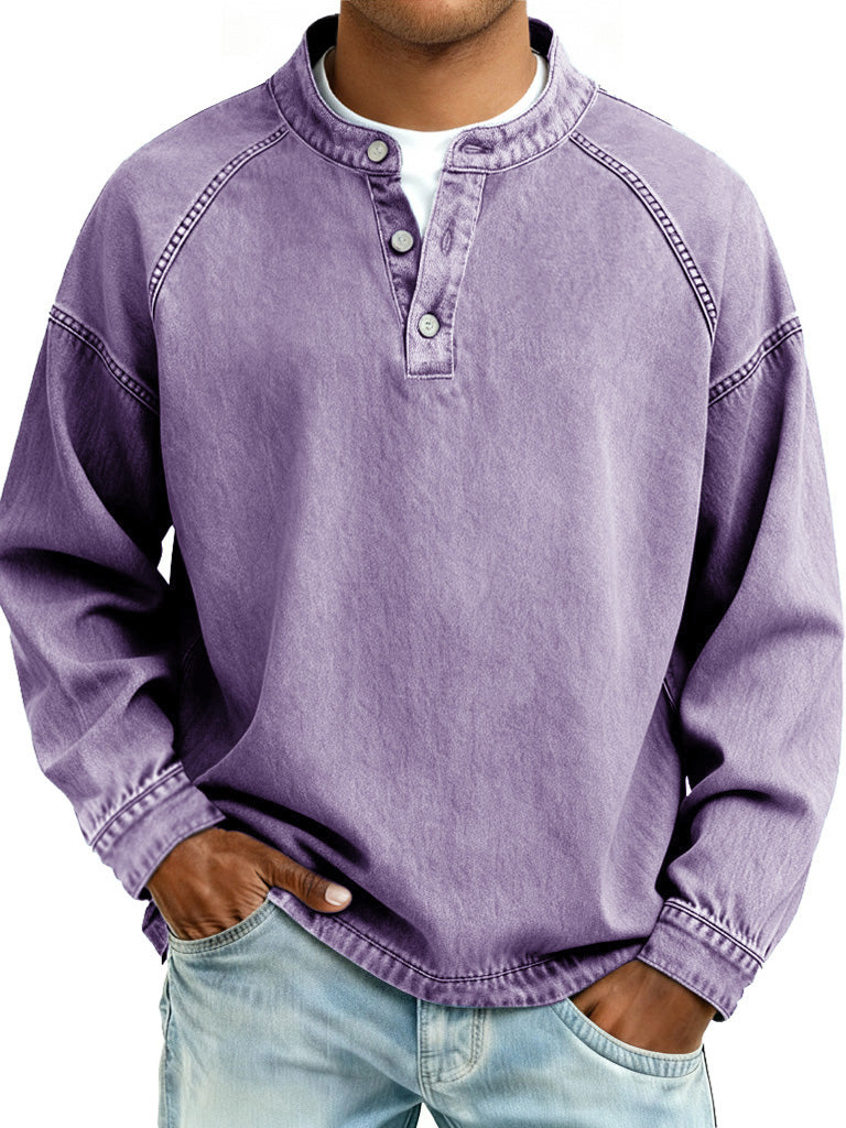 Retro long-sleeved button-down shirt