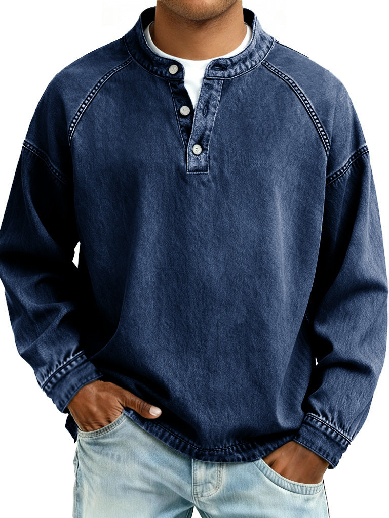Retro long-sleeved button-down shirt