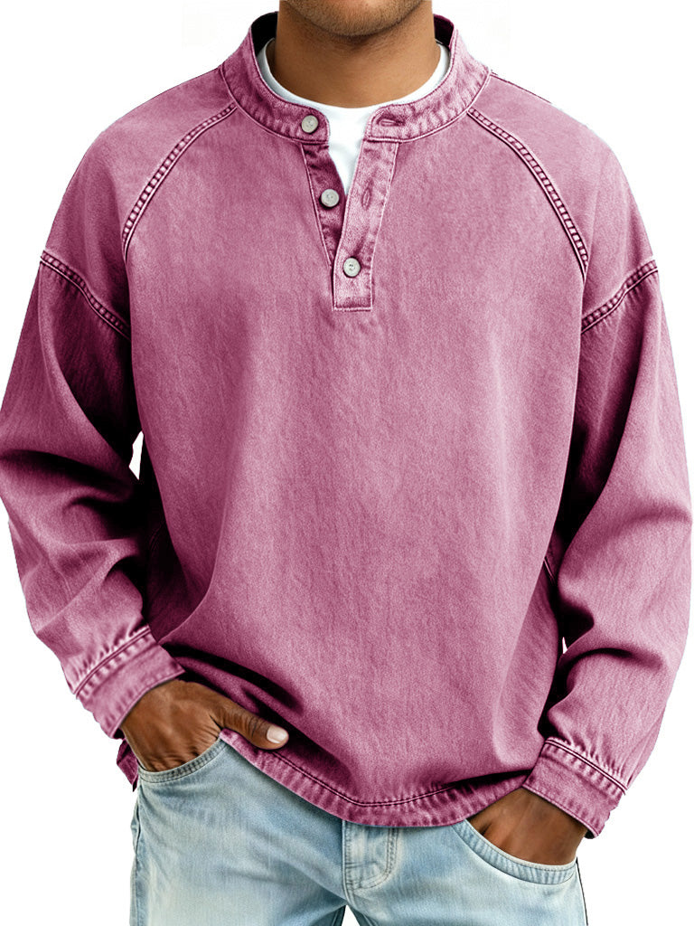 Retro long-sleeved button-down shirt