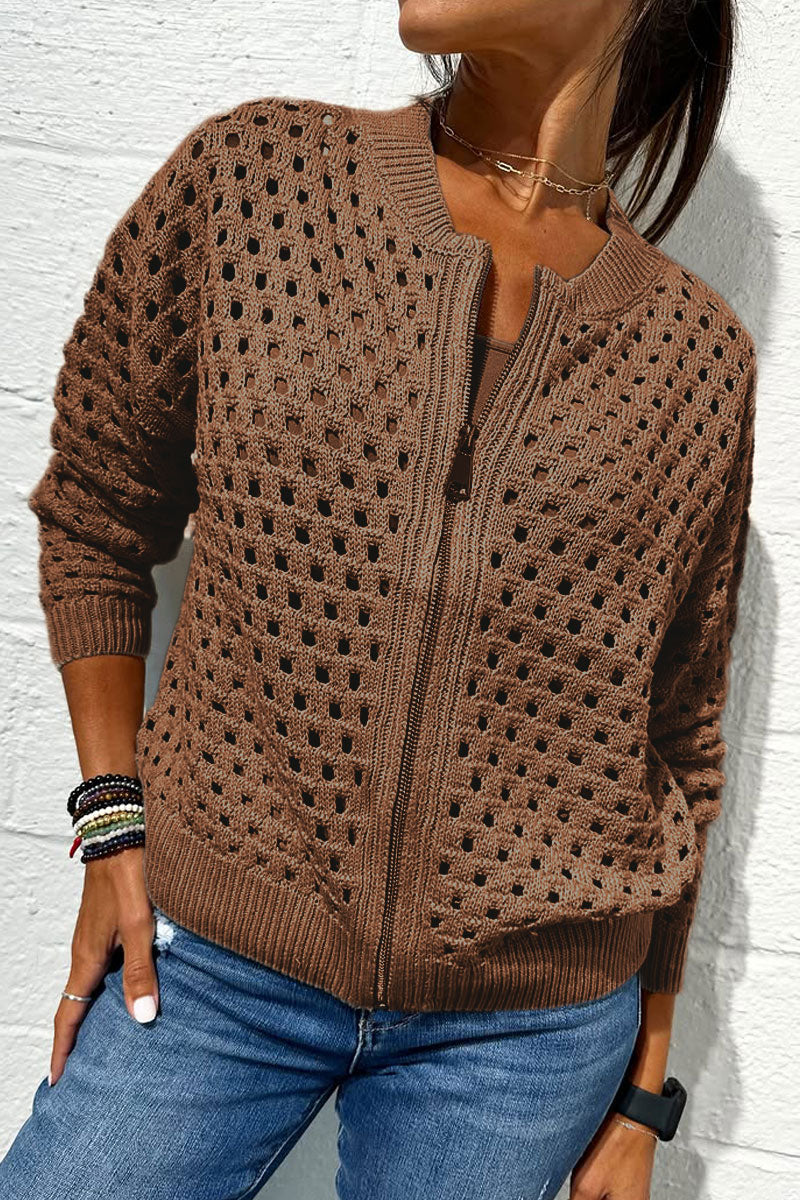 Openwork zipper jacket