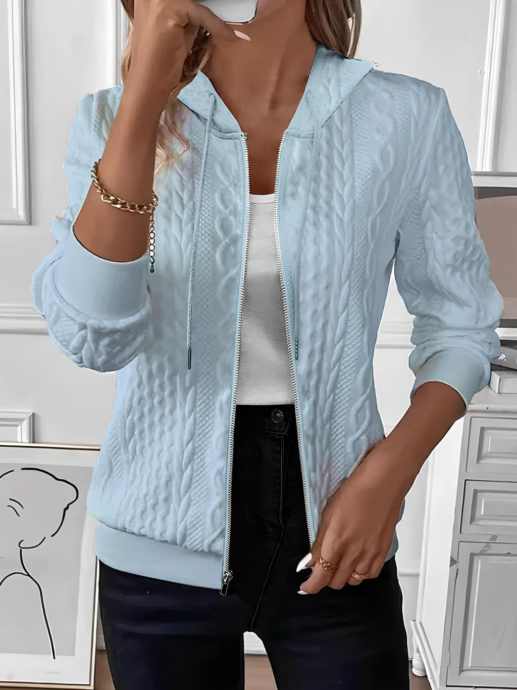 Zip Up Hooded Sweatshirt Jacket