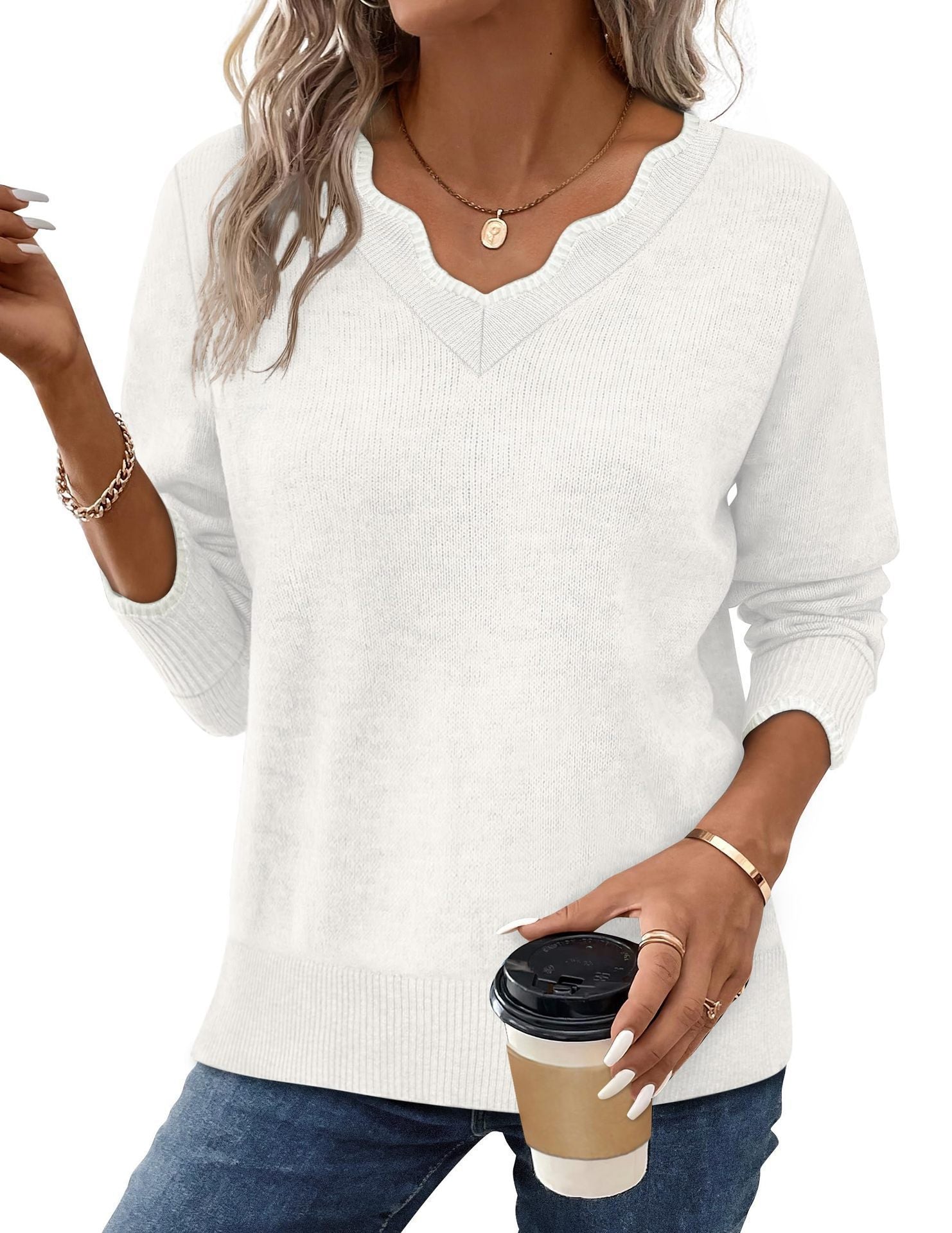 Simple and elegant solid color knitwear