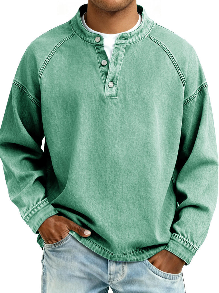 Retro long-sleeved button-down shirt