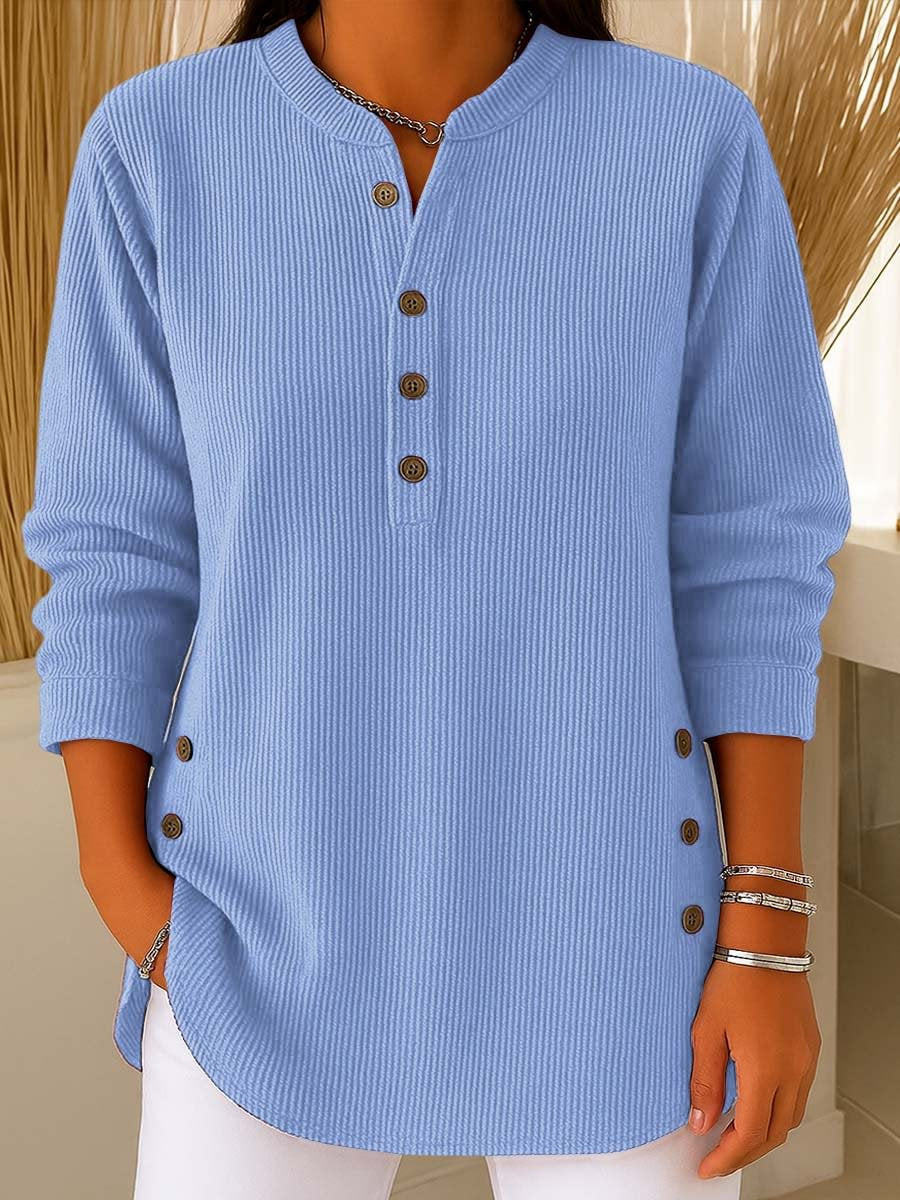 everyday V-neck button-down shirt