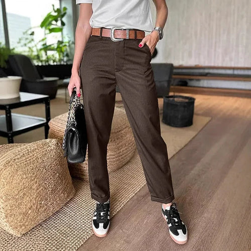 Classic slim-fit straight-leg suit pants