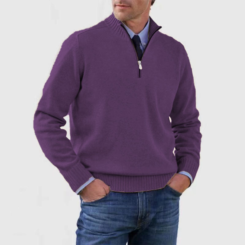 High-neck zippered sweater