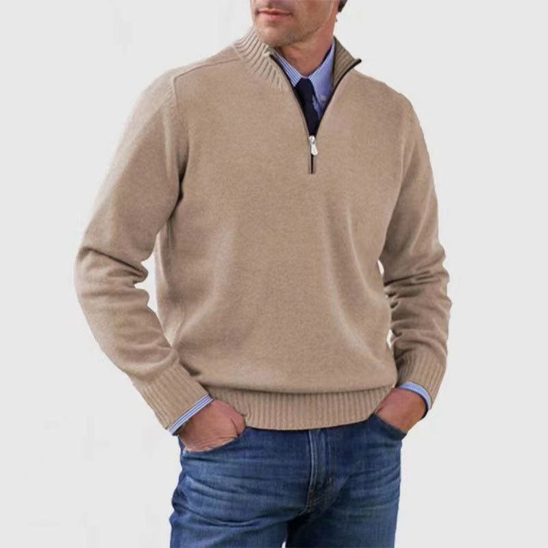 High-neck zippered sweater